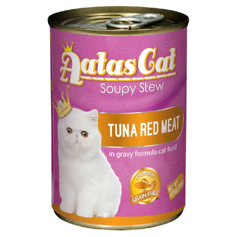 memory foam dog bed-Aatas Cat Soupy Stew Tuna Red Meat In Gravy Grain-Free Adult Canned Cat Food 400g