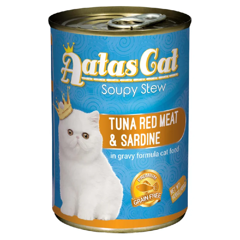 indoor rabbit hutch-Aatas Cat Soupy Stew Tuna Red Meat With Sardine In Gravy Grain-Free Adult Canned Cat Food 400g