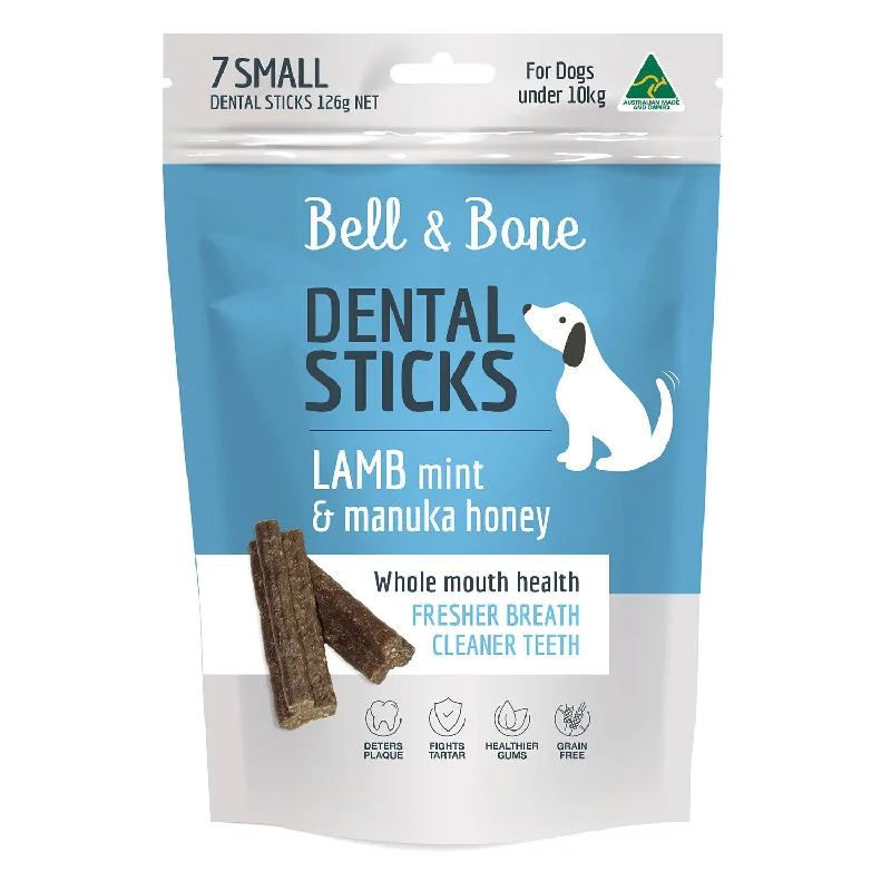 bird-safe cage liner-Bell & Bone Lamb, Mint & Manuka Honey Dental Dog Treats 7pc