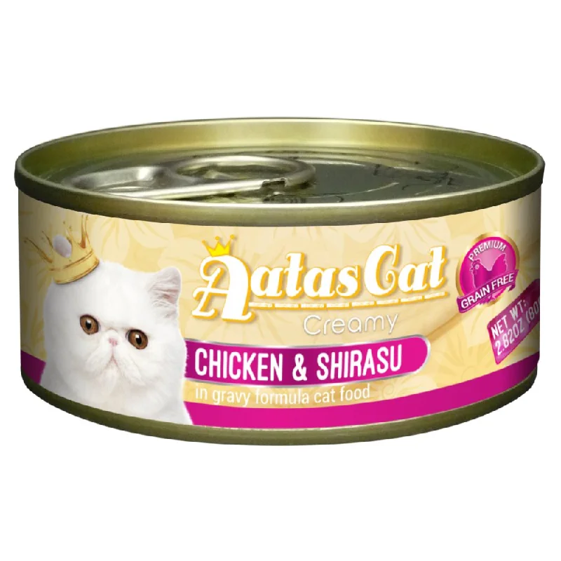 senior dog orthopedic bed-Aatas Cat Creamy Chicken & Shirasu In Gravy Canned Cat Food 80g