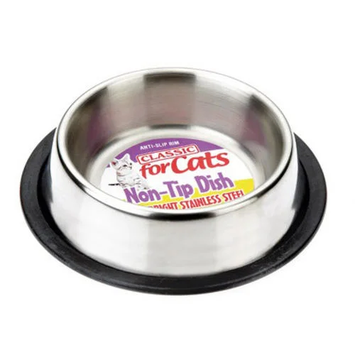 cooling mat for dogs-Classic Stainless Steel Non Tip Cat Bowl