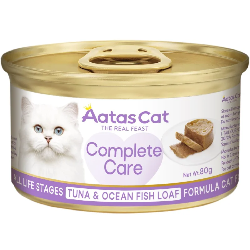 pet-safe carpet cleaner-Aatas Cat Complete Care Tuna & Ocean Fish Loaf Canned Cat Food 80g