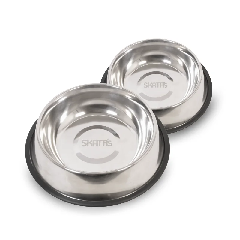 smart dog door-Skatrs Anti Skid Stainless Steel Bowl for Dogs and Cats Medium and Extra Large Combo