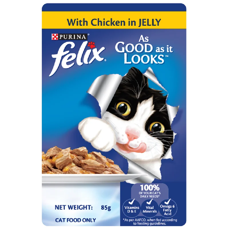 pet travel backpack-Purina Felix Chicken in Jelly Adult Pouch Cat Food 85g x12