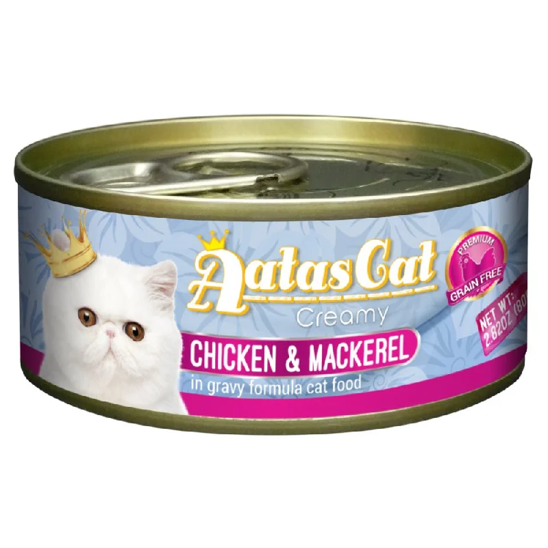 no-pull dog training harness-Aatas Cat Creamy Chicken & Mackerel In Gravy Canned Cat Food 80g