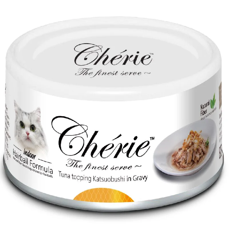 glow-in-the-dark dog collar-Cherie Hairball Formula Tuna Topping Katsuobushi In Gravy Canned Cat Food 80g