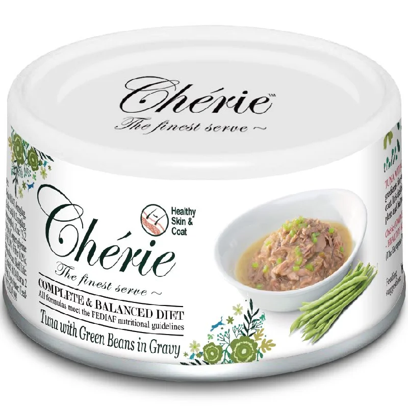 small pet hideout-Cherie Healthy Skin & Coat Tuna With Green Beans In Gravy Canned Cat Food 80g