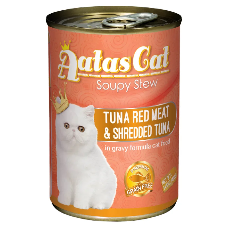 dog ear cleaning solution-Aatas Cat Soupy Stew Tuna Red Meat With Shredded Tuna In Gravy Grain-Free Adult Canned Cat Food 400g