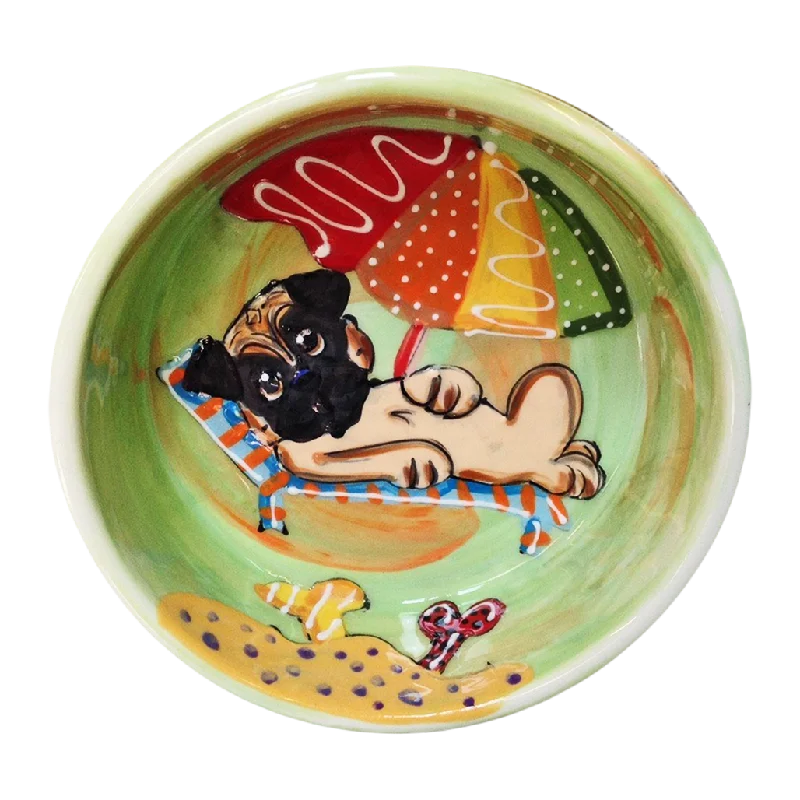 retractable cat tunnel-Small Ceramic Dog Bowl Featuring Adorable Pug