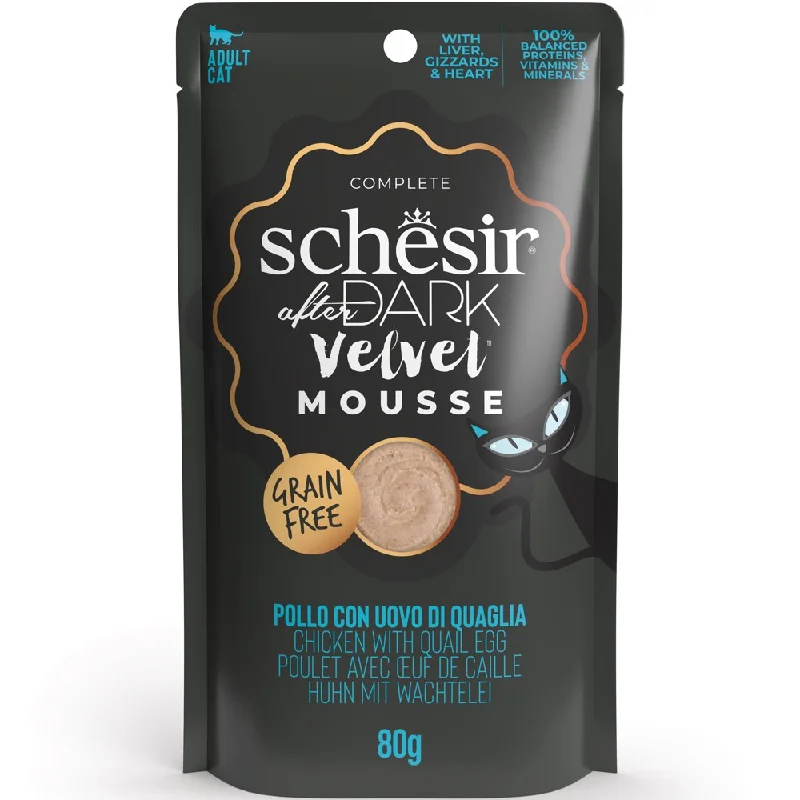 anti-anxiety pet bed-15% OFF: Schesir After Dark Velvet Mousse Chicken With Quail Egg Grain-Free Adult Pouch Cat Food 80g