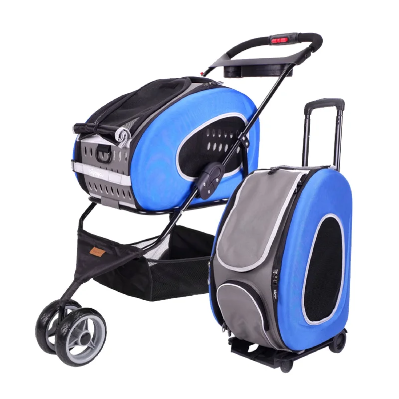 automatic dog water dispenser-Ibiyaya 5-in-1 Combo Eva Pet Carrier & Stroller Royal Blue