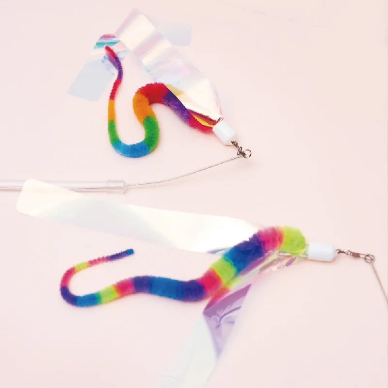 shock-absorbing dog leash-Long Stick Rainbow Snake Cat Teaser