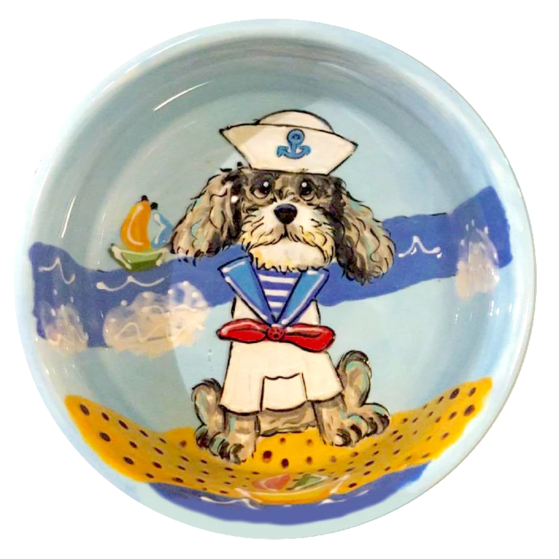 elevated dog feeding station-Sailor Toy Poodle Ceramic Bowl