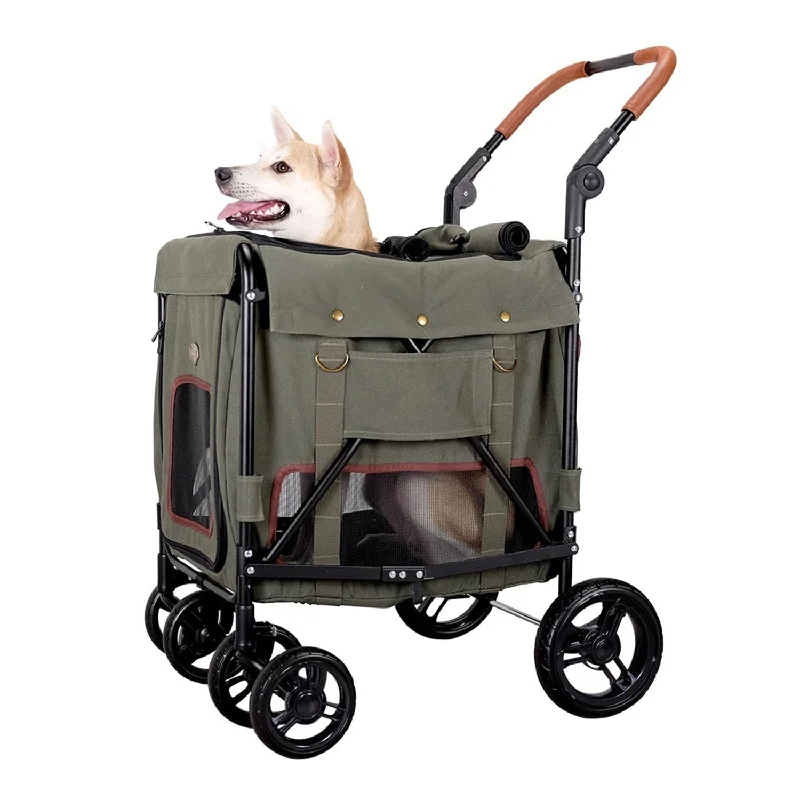 cat water fountain-Ibiyaya Gentle Giant Dual Entry Pet Wagon for Dogs up to 25kg Army Green