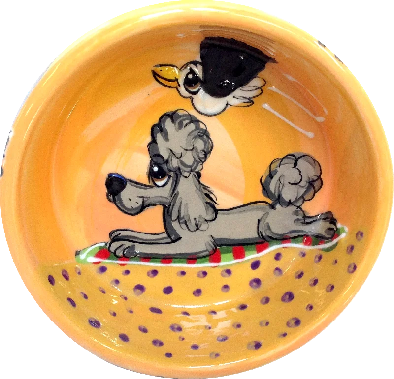 premium dog food bowl-Beach Poodle Dog Bowl