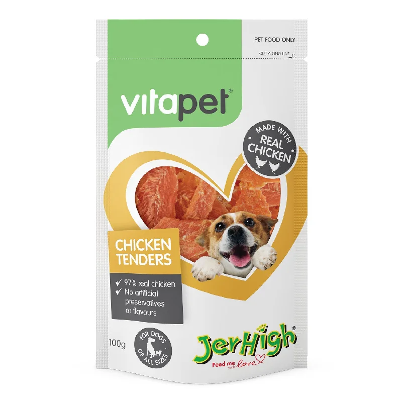 adjustable dog life jacket-VitaPet Chicken Tenders Dog Treats 100g