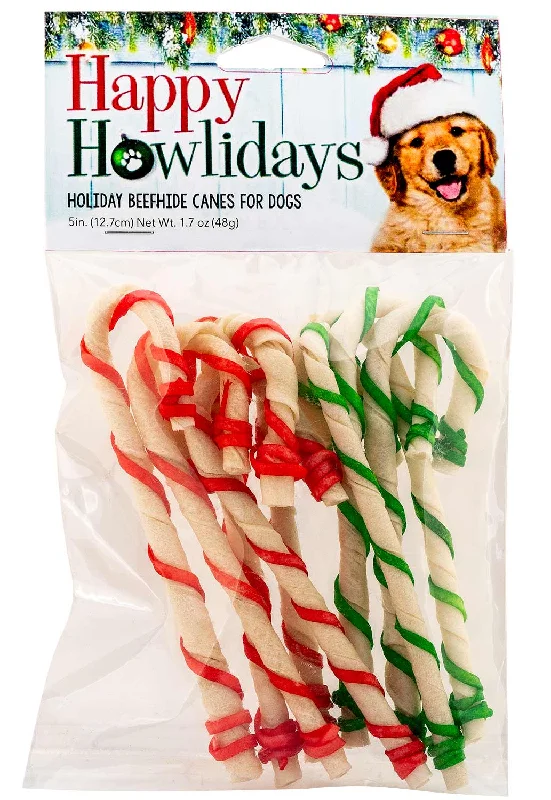 parrot training perch-Holiday RawHide Candy Cane Dog Treats, 9-pk, 5"