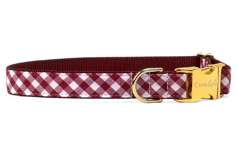 tangle-free dog leash-Alabama Crimson Check on Crimson Dog Collar