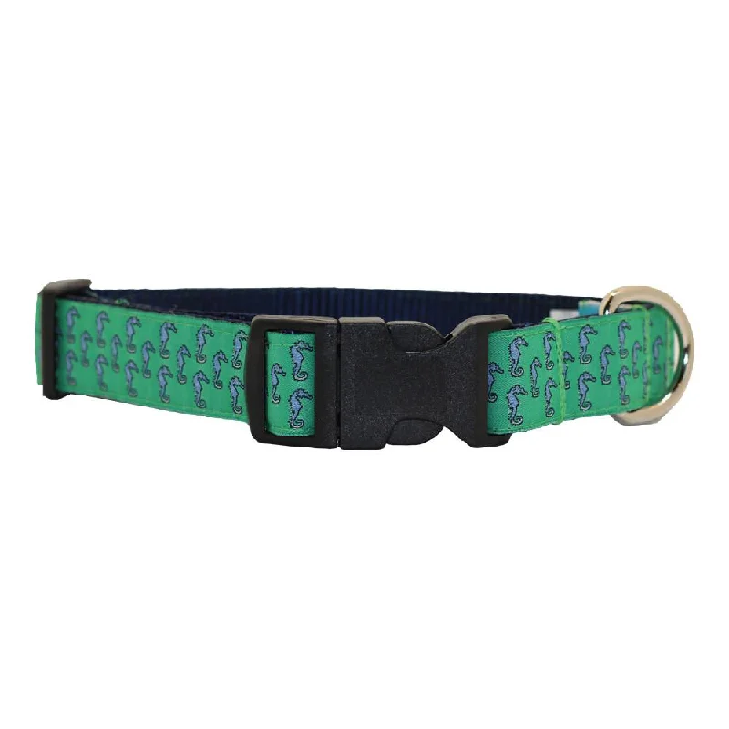 cooling gel dog pad-Audubon Green Seahorse Dog Collar