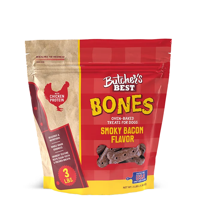 chew-resistant dog bed-Butchers Best Bones Smoky Bacon Flavor