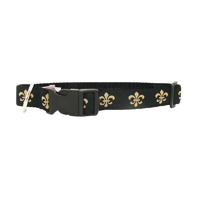 hamster habitat tunnels-Black & Gold Fleur de Lis Dog Collar