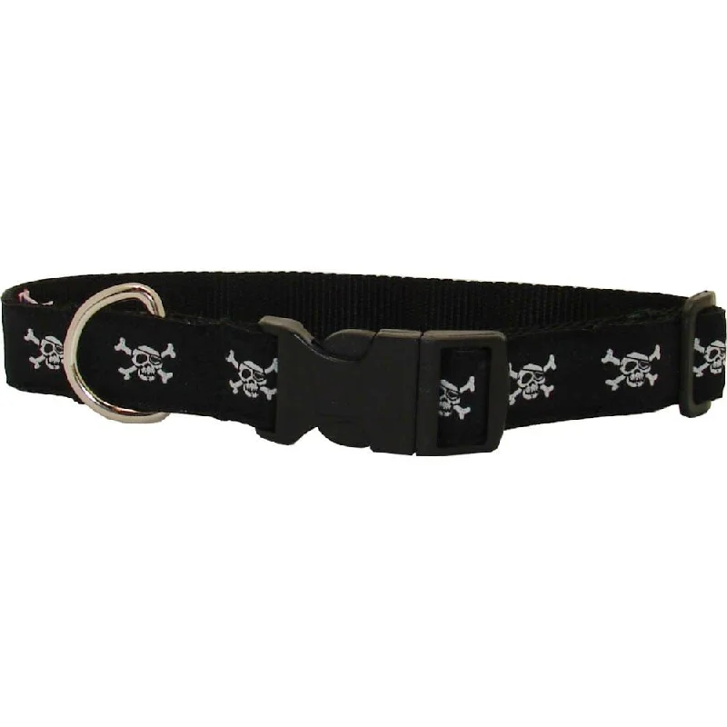 pet travel backpack-Black Pirates Alley Dog Collar