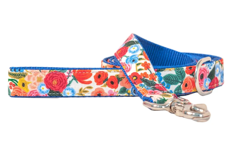 orthopedic cat bed-Blissful Blooms on Blue Dog Leash