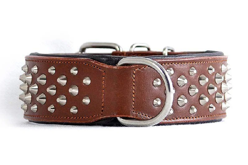 waterproof pet booties-Hand Made Leather Dog Collar - RuffNeck Brown & Chrome (Wide Fit)