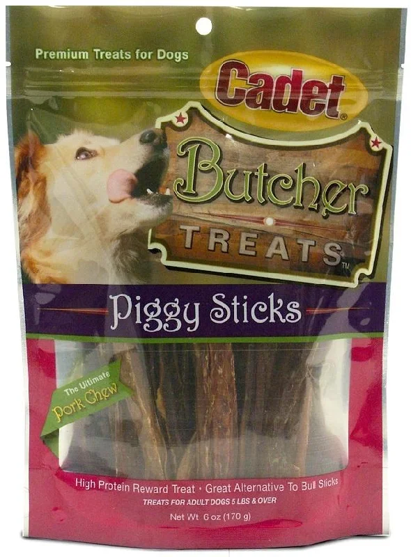 freeze-dried raw dog treats-Cadet Butcher Treats Piggy Sticks Dog Treats (6-oz)