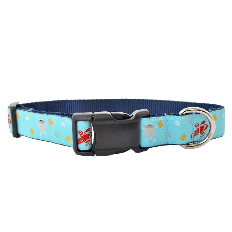 rabbit hay feeder-Caribbean Blue Crawfish Boil Dog Collar