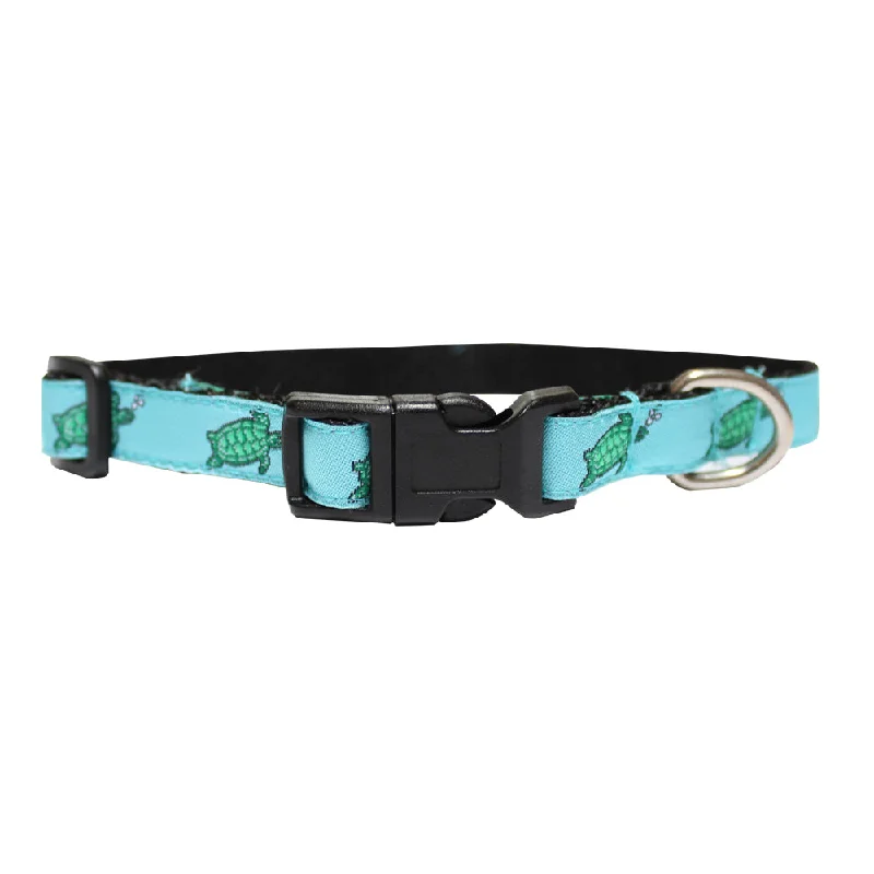 waterproof pet booties-Caribbean Blue Sea Turtle Extra Small Fleur de Lis Dog Collar