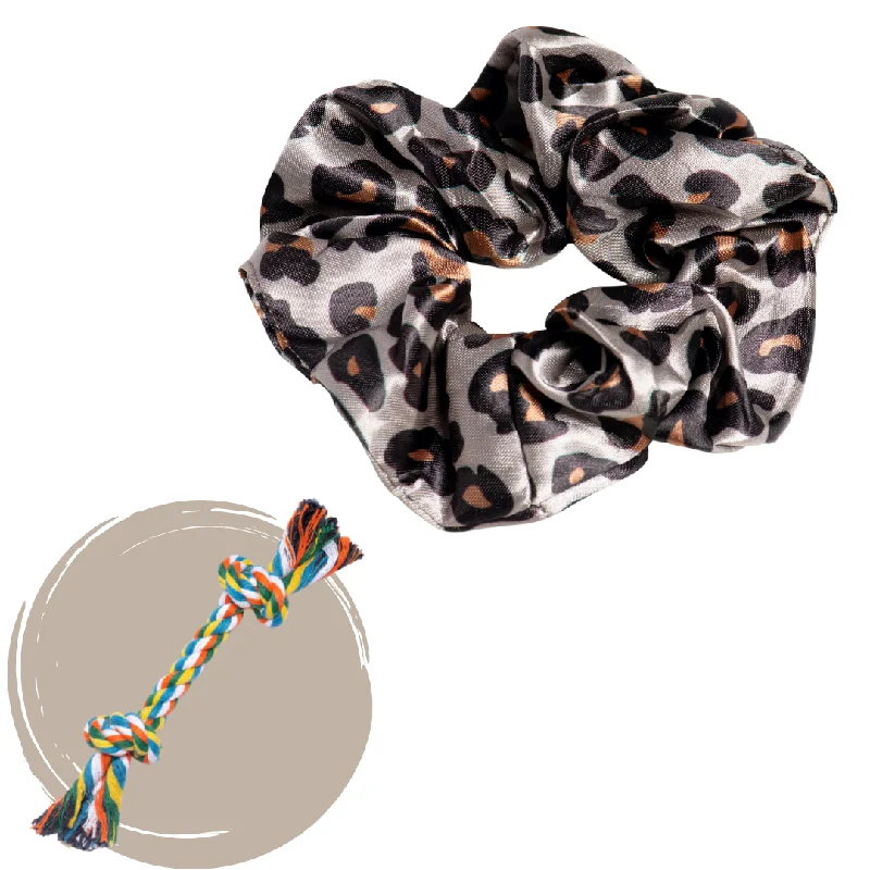 indoor dog potty solution-Cheetah Satin Scrunchie + Rope Toy - Free Product