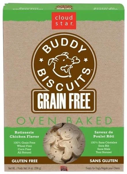 eco-friendly dog leash-Cloud Star Buddy Biscuits Grain Free Oven Baked Roasted Chicken Dog Treats