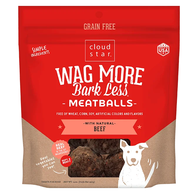 heated pet blanket-Cloud Star Wag More Bark Less Meatballs: Beef Dog Treats (14-oz)