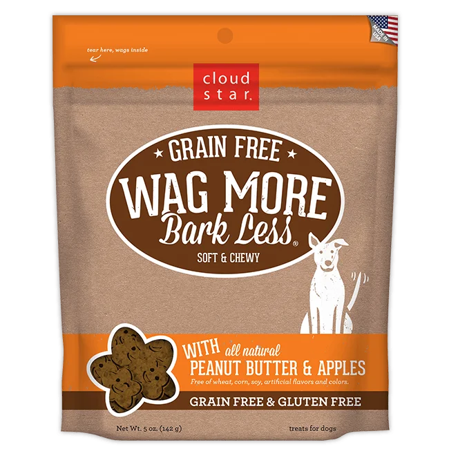 pet-safe carpet cleaner-Cloud Star Wag More Bark Less Soft and Chewy Grain Free Peanut Butter and Apples Dog Treats