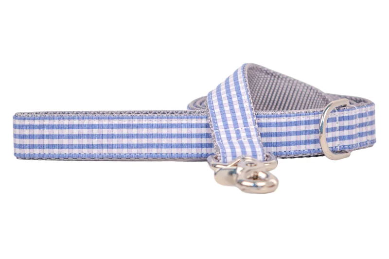 shock-absorbing dog leash-Coastal Gingham Dog Leash