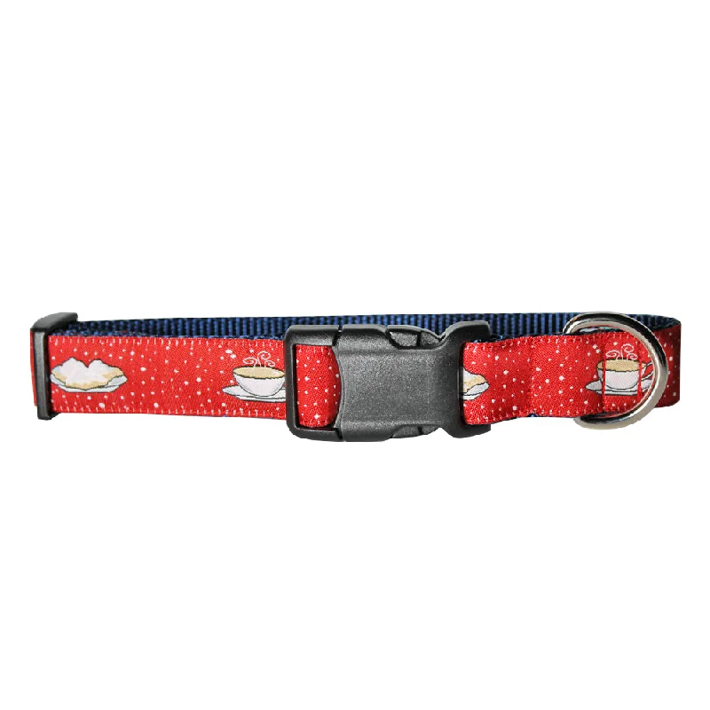 heavy-duty pet gate-Cayenne Red Coffee & Beignets Dog Collar