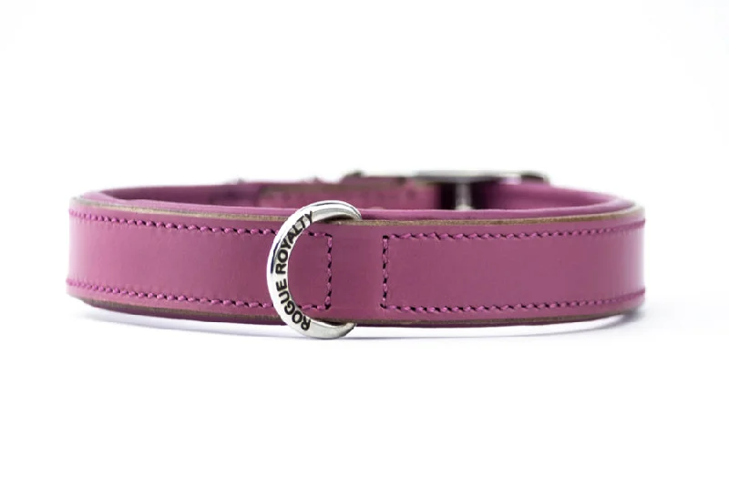 designer dog collar-Hand Made Leather Dog Collar - Classic Dusky Pink (Slim Fit)