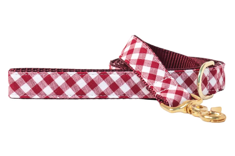 senior dog orthopedic bed-Crimson Picnic Plaid Dog Leash