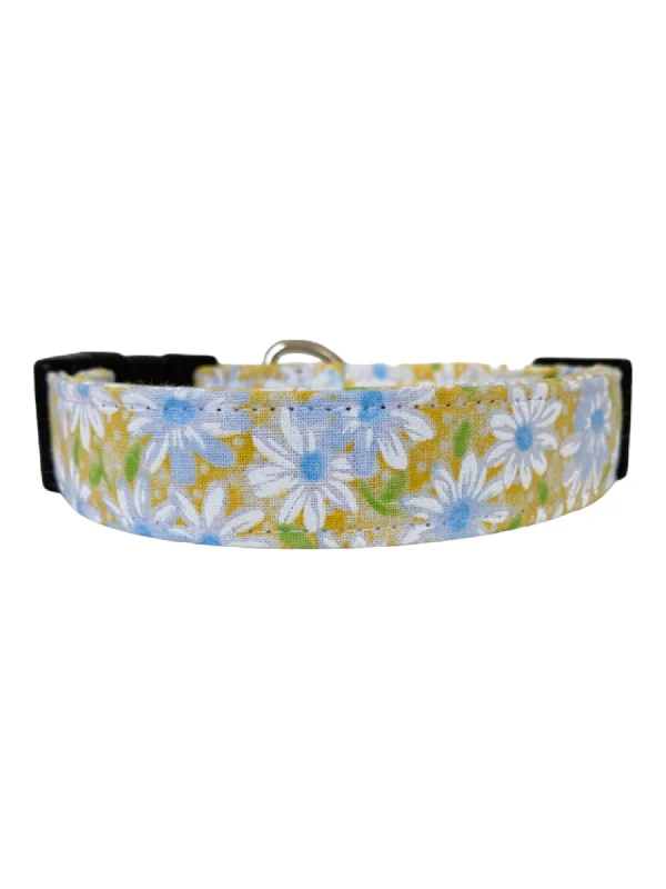 shock-absorbing dog leash-Daisies in Yellow Dog Collar