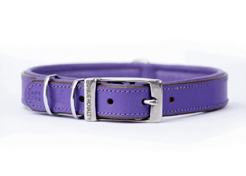 smart dog door-Hand Made Leather Dog Collar - Classic Purple (Slimfit)