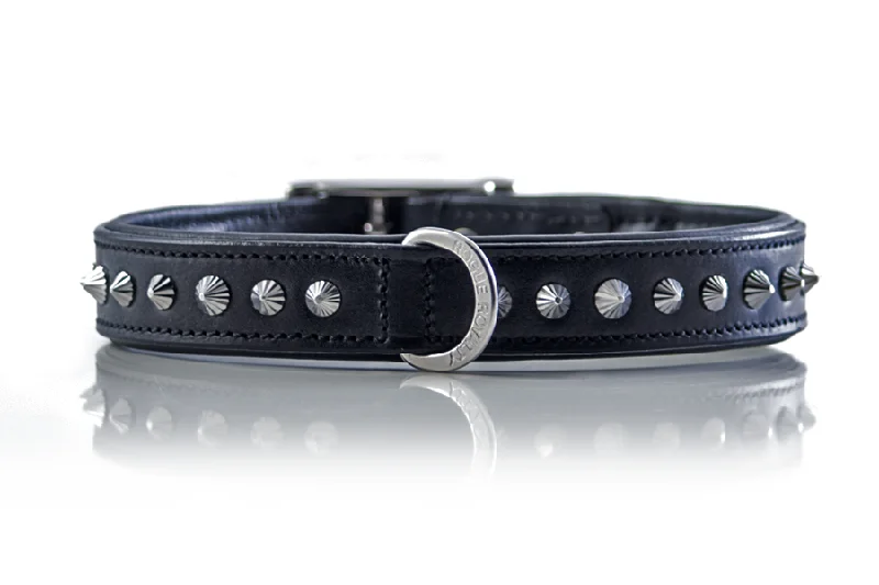 pet-safe carpet cleaner-Hand Made Leather Dog Collar - Imperial Black & Chrome (Slim Fit)