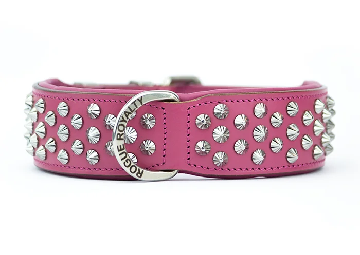 designer dog collar-Hand Made Leather Dog Collar - Imperial Dusky Pink (Wide Fit)