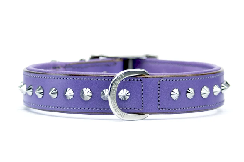 extra-large cat scratching tree-Hand Made Leather Dog Collar - Imperial Purple & Chrome (Slim Fit)