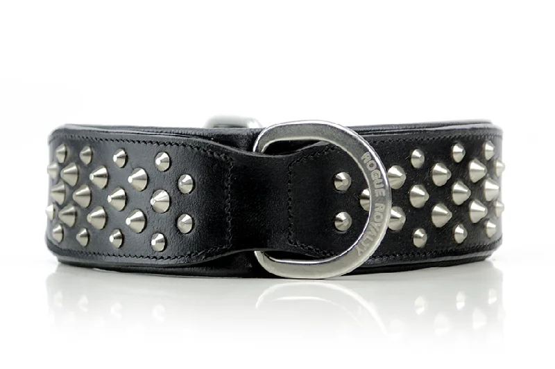 smart pet tracker-Hand Made Leather Dog Collar - Ruffneck Black & Chrome (Wide Fit)