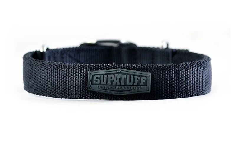 premium dog food bowl-SUPATUFF® Strong Dog Collar Black (Slim Fit)