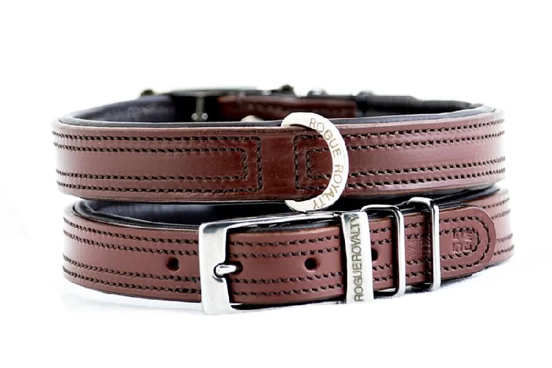 flea and tick prevention-Hand Made Leather Dog Collar - Tuscan Brown (Slim Fit)