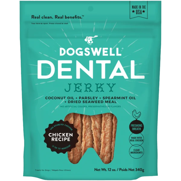 vet-approved pet supplements-DOGSWELL® Dental Jerky Treats, Chicken Recipe