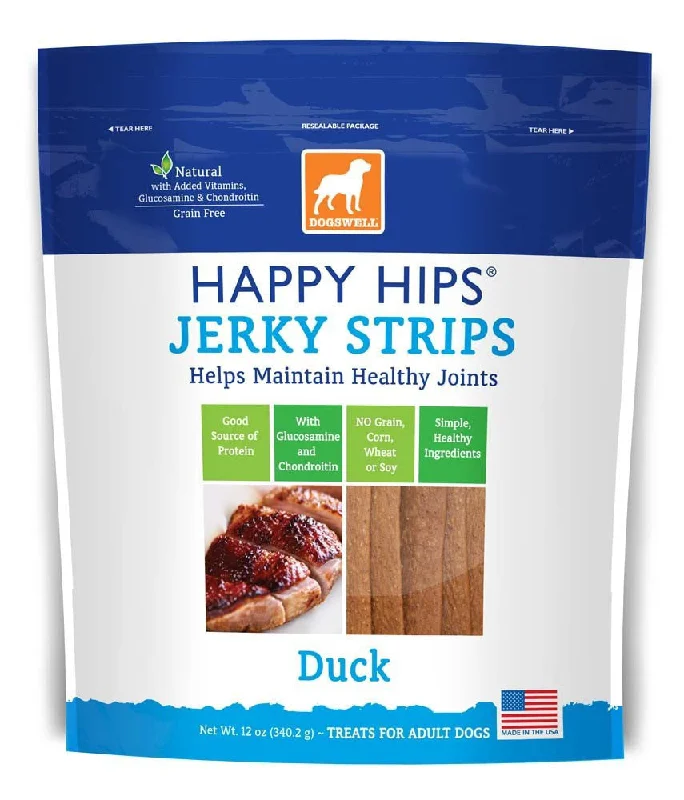 adjustable pet ramp-Dogswell Happy Hips USA Made Duck Jerky Strips 12oz