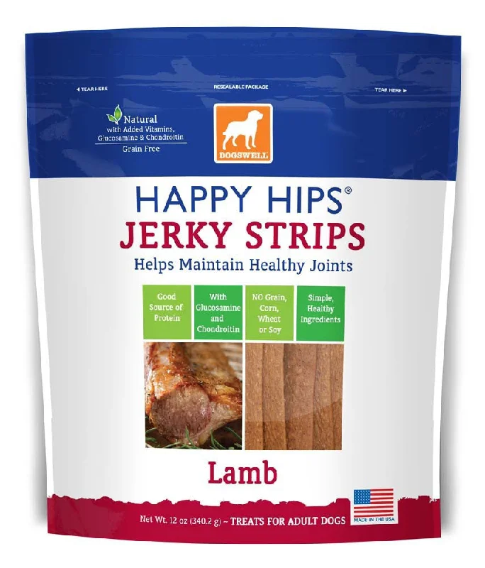 parrot training perch-Dogswell Happy Hips USA Made Lamb Jerky Strips 12oz